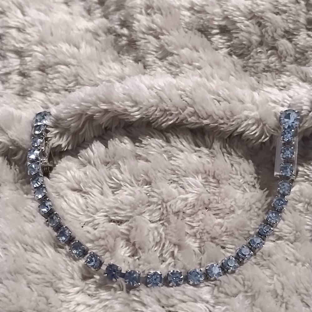 Vintage Blue Rhinestone Sweater Closure